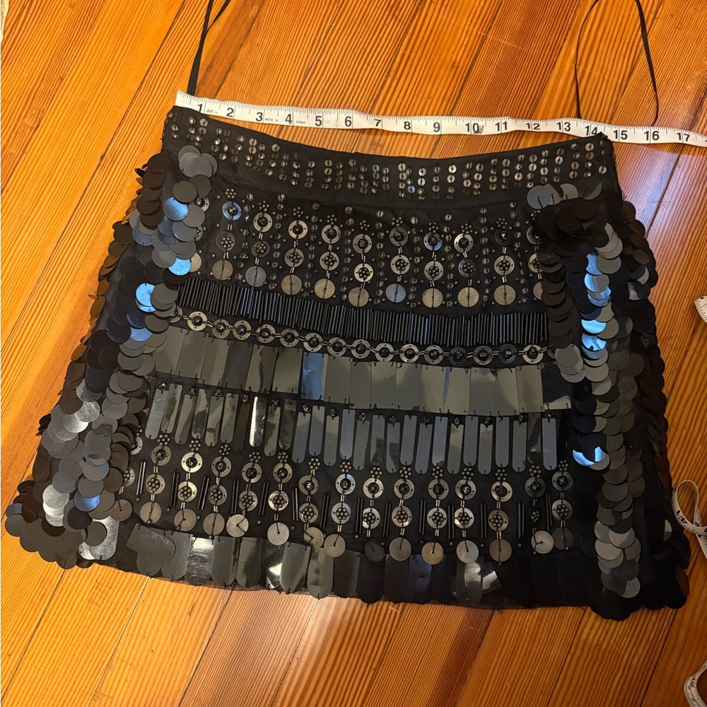 Mango Black Sequin Mini Skirt